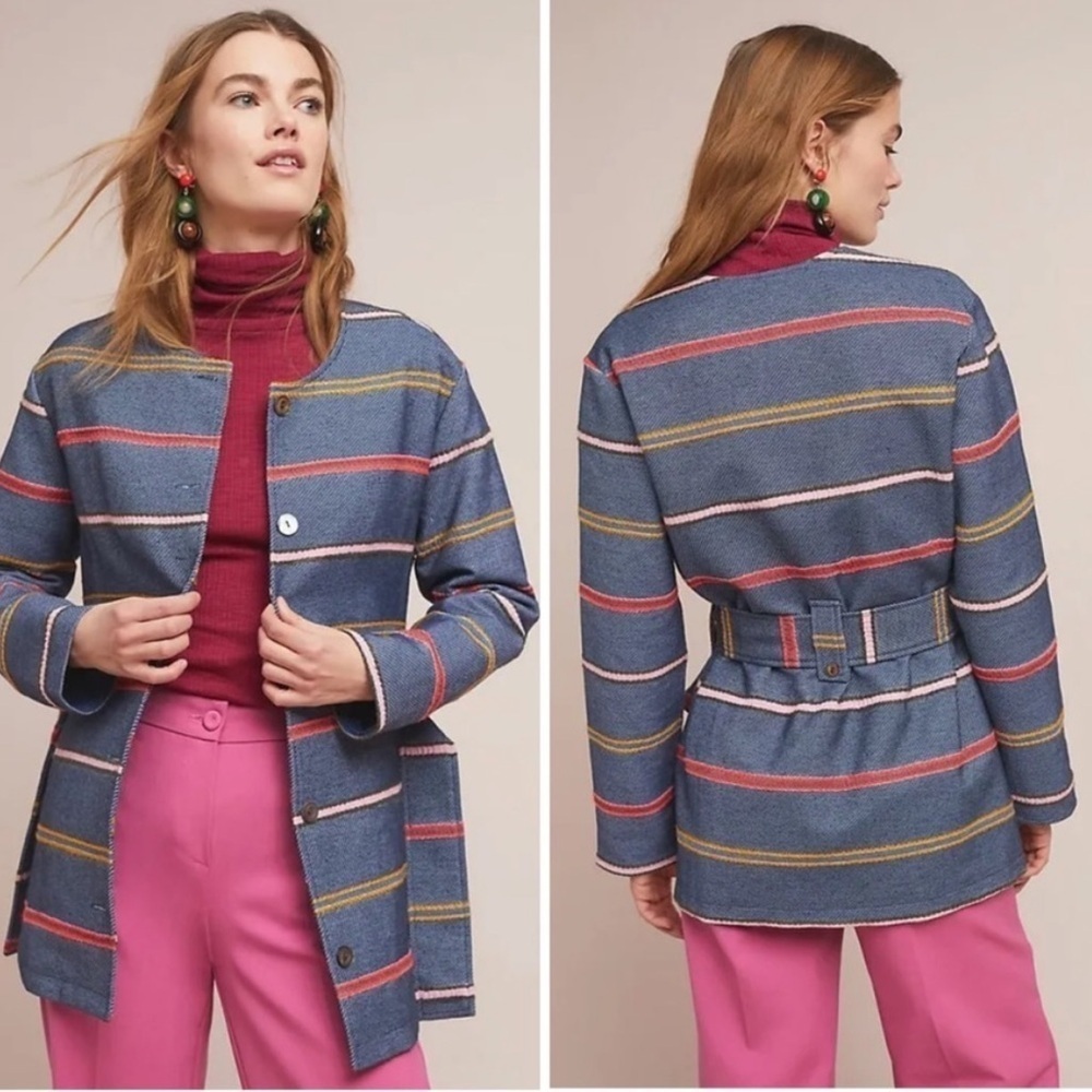 Anthropologie Dolan Piccadilly Striped Coat Sz S